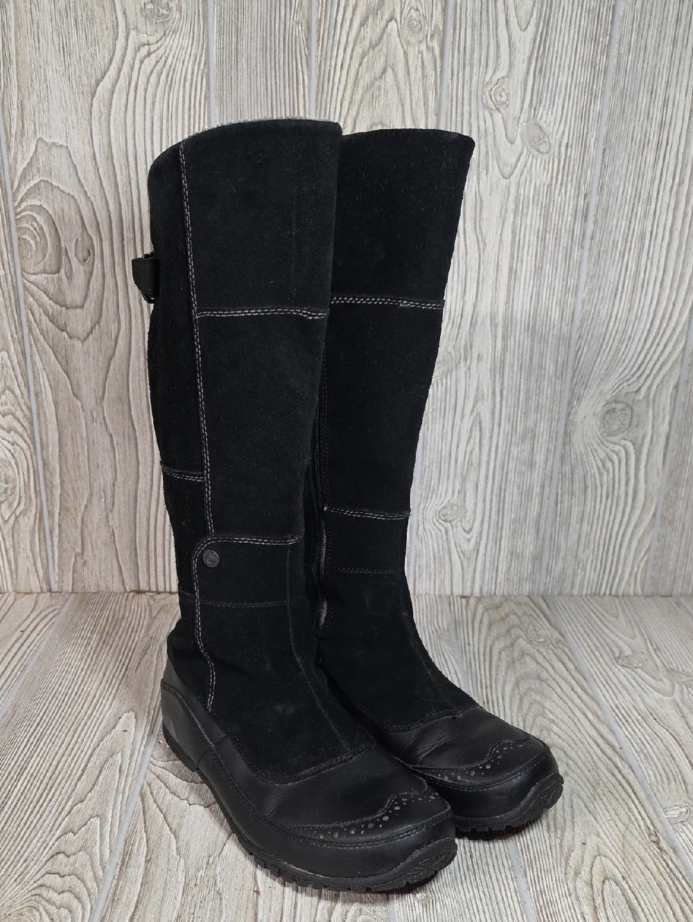 The North Face Anna Purna Tall Black Suede Leather Boots Womens Size 8.5 - Picture 9 of 16